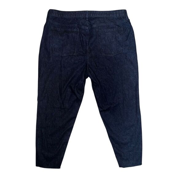 Old Navy Dark Wash Maternity Cropped Blue Jean Loose Fit Front Low Panel 20 Long - Picture 2 of 5